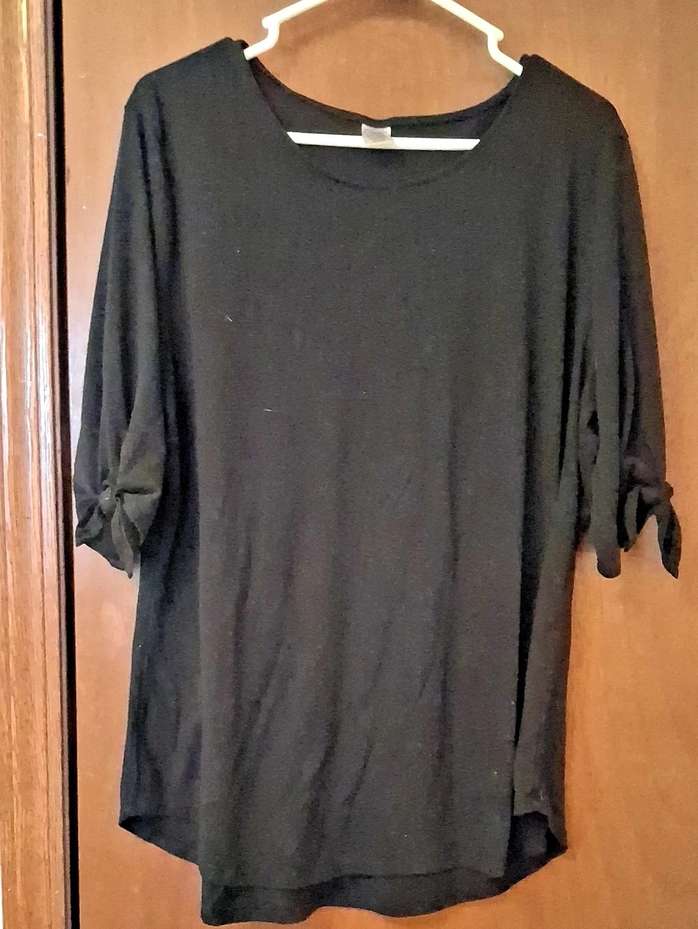 West Loop Black Tie-Sleeve Blouse Size XL